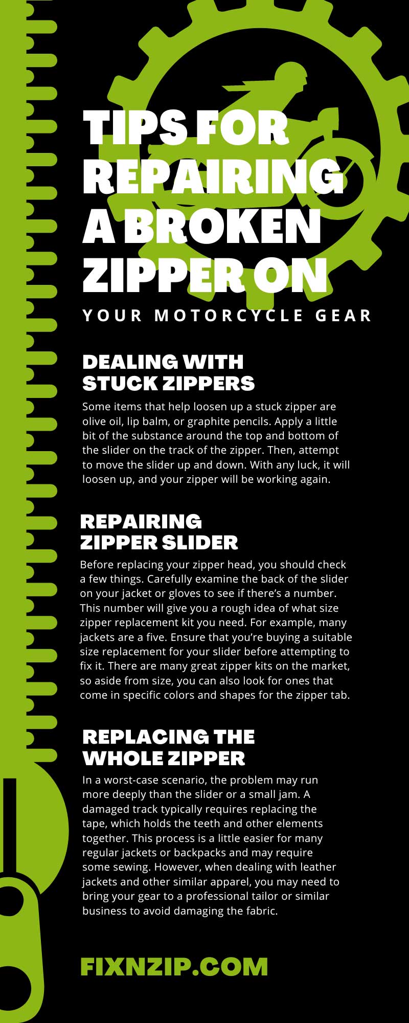 Tips for Repairing a Broken Zipper on Your Motorcycle Gear