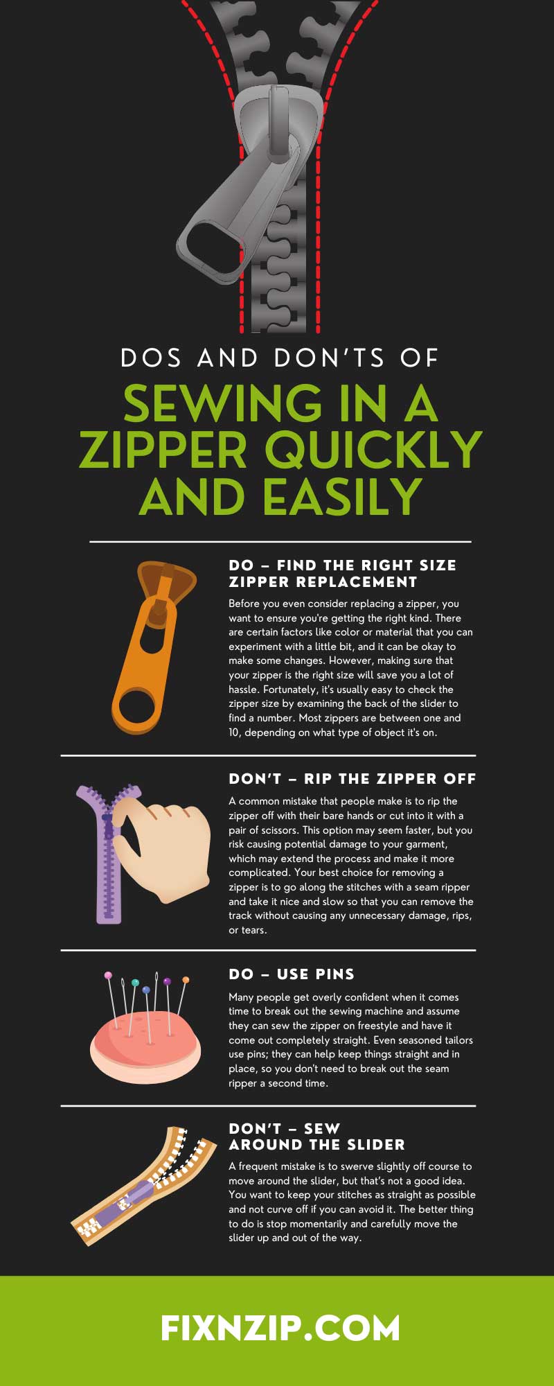 Dos and Don’ts of Sewing in a Zipper Quickly and Easily